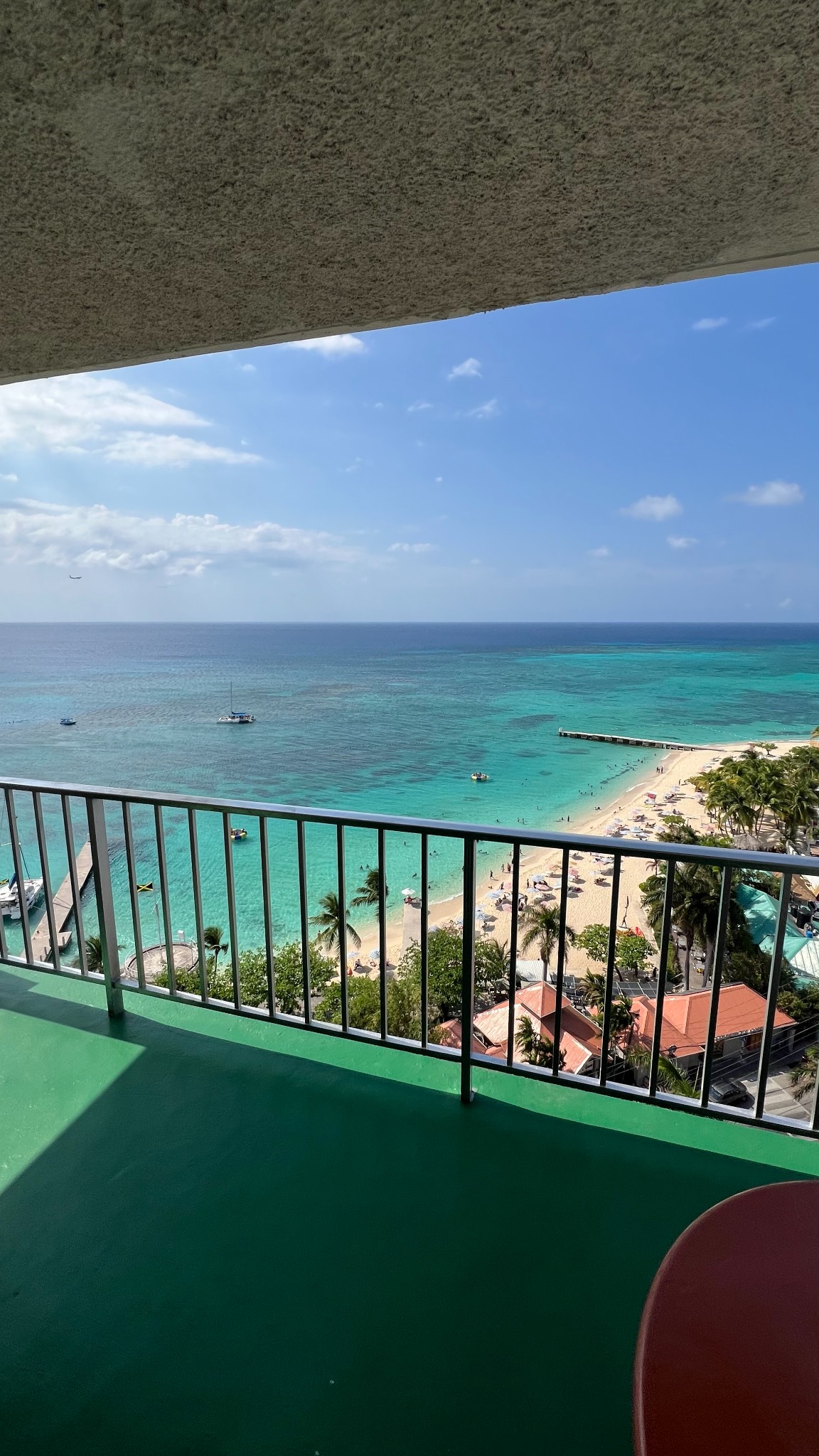 Panoramic Caribbean Sea and beach view from the private balcony